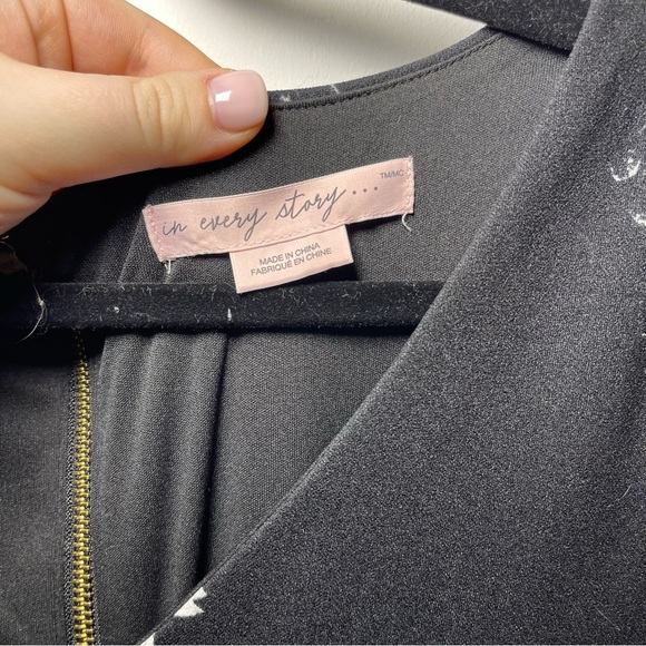 Pennington in every story women's black floral cold shoulder summer dress in 1X - Picture 4 of 8